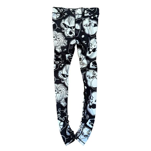 FUTURE FANTASY DELIGHT Slit Weave Graphic Leggings Streetwear Rave Festival Sz M - Picture 5 of 10